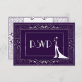 ヴィンテージクラシックギャツビースタイルRSVPマヌエラ25003a 出欠カード (正面/裏面)