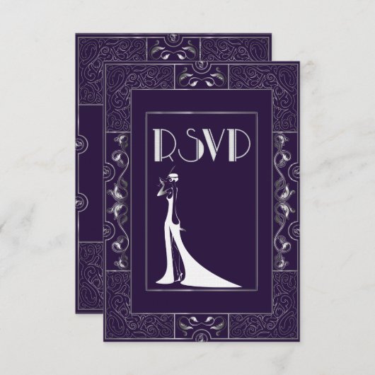 ヴィンテージクラシックギャツビースタイルRSVPマヌエラ 出欠カード (正面/裏面)