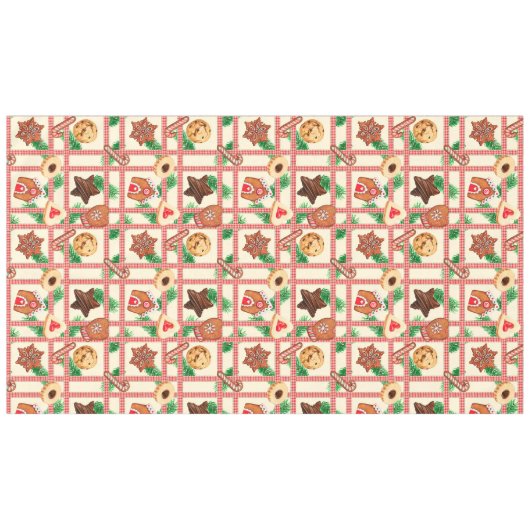 ヴィンテージクラシッククリスマスのジンジャーブレッドCookie テーブルクロス (正面(横))