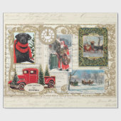 ヴィンテージクラシッククリスマスサンタレッドトラックスレイ ラッピングペーパー (フラット)