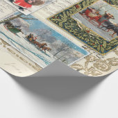 ヴィンテージクラシッククリスマスサンタレッドトラックスレイ ラッピングペーパー (角)