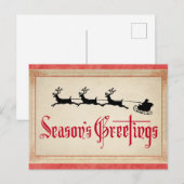 ヴィンテージクラシッククリスマスサンタ季節のごあいさつ ポストカード (正面/裏面)