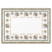 ヴィンテージクラシックグリーン金ゴールドトナカイとスリー テーブルクロス (正面(横))