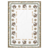 ヴィンテージクラシックグリーン金ゴールドトナカイとスリー テーブルクロス (正面)