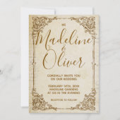 ヴィンテージクラシックゴールデンフレーム結婚式招待状 招待状 (正面)