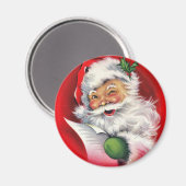 ヴィンテージクラシックサンタがリストをチェック マグネット (正面/裏面)
