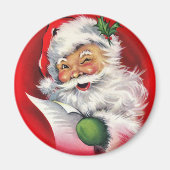 ヴィンテージクラシックサンタがリストをチェック マグネット (正面)