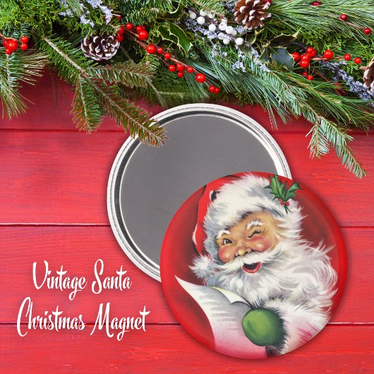 ヴィンテージクラシックサンタがリストをチェック マグネット