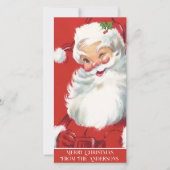 ヴィンテージクラシックサンタウィンキングカスタムクリスマスクリスマス シーズンカード (正面)