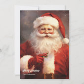 ヴィンテージクラシックサンタクロースは赤い帽子を微笑む シーズンカード (正面)