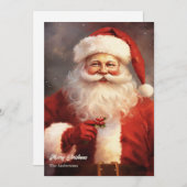 ヴィンテージクラシックサンタクロースは赤い帽子を微笑む シーズンカード (正面/裏面)