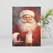ヴィンテージクラシックサンタクロースは赤い帽子を微笑む シーズンカード (スタンド正面)