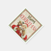 ヴィンテージクラシックサンタクロースクリスマス スタンダードカクテルナプキン (角)