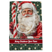 ヴィンテージクラシックサンタクロース水カラーキャンディーケイン ミディアムペーパーバッグ (正面)