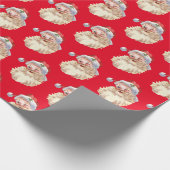 ヴィンテージクラシックサンタクロース赤でウィンキング ラッピングペーパー (角)