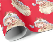 ヴィンテージクラシックサンタクロース赤でウィンキング ラッピングペーパー (ロールコーナー)