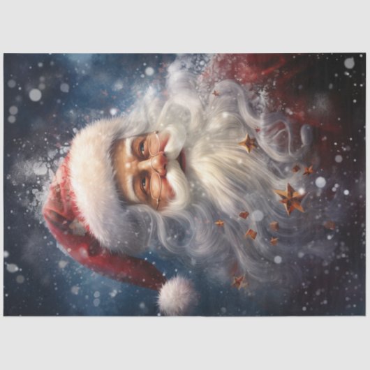 ヴィンテージクラシックサンタクロース雪の森 薄葉紙 (正面)