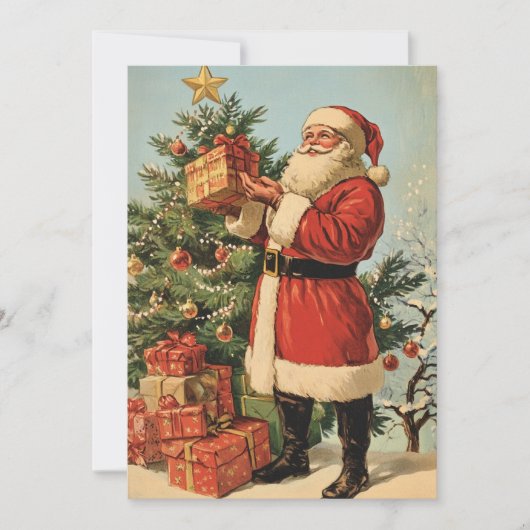 ヴィンテージクラシックサンタクロース飾クリスマスツリー シーズンカード (正面)