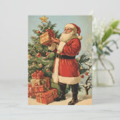 ヴィンテージクラシックサンタクロース飾クリスマスツリー シーズンカード (スタンド正面)