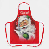 ヴィンテージクラシックサンタパーソナライズされたクリスマス エプロン (正面)