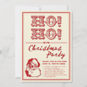 ヴィンテージクラシックサンタHO HOクリスマスパーティー 招待状 (正面)