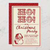 ヴィンテージクラシックサンタHO HOクリスマスパーティー 招待状 (正面/裏面)