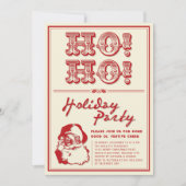 ヴィンテージクラシックシークレットサンタHO HOホリデーパーティー 招待状 (正面)