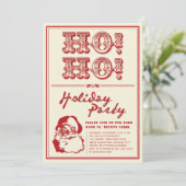 ヴィンテージクラシックシークレットサンタHO HOホリデーパーティー 招待状 (スタンド正面)