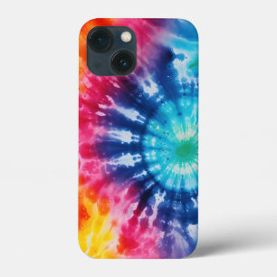 ヴィンテージクラシックスタイルレインボー絞り染めデザイン iPhone 13 MINIケース