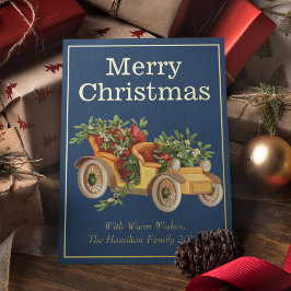 ヴィンテージクラシックスタイル車ミストレトークリスマス金ゴールド 箔シーズンカード