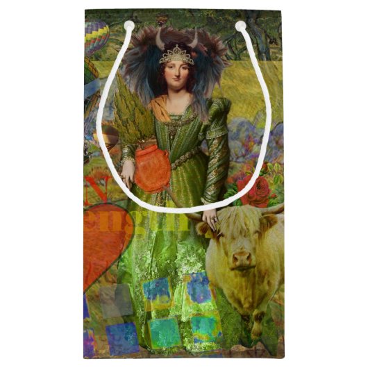 ヴィンテージクラシックタウロスポートレートゴシック美術 スモールペーパーバッグ (裏面)