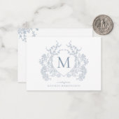 ヴィンテージクラシックダスティブルーフローラクレストモノグラム ノートカード (正面/裏面インサイチュ)