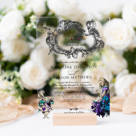 ヴィンテージクラシックダーク・アリスinワンダーランド結婚ズ アクリル招待状