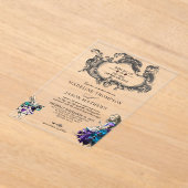 ヴィンテージクラシックダーク・アリスinワンダーランド結婚ズ アクリル招待状 (レイダウン)