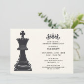 ヴィンテージクラシックチェスをテーマにしたエレガント誕生日 招待状 (スタンド正面)