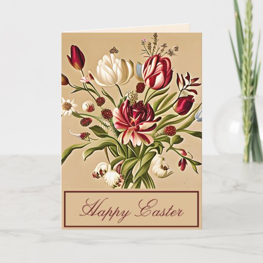 ヴィンテージクラシックチューリップカスタムイースターホリデーカード シーズンカード (正面)