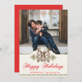 ヴィンテージクラシックディア素朴ヘッドホリデーフォトカード シーズンカード (正面/裏面)