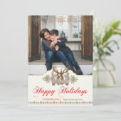 ヴィンテージクラシックディア素朴ヘッドホリデーフォトカード シーズンカード (スタンド正面)