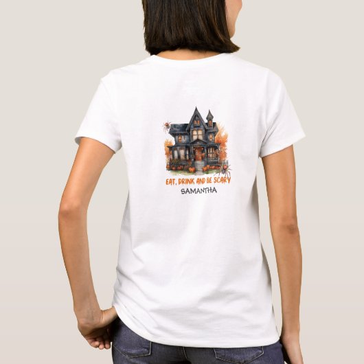 ヴィンテージクラシックトラディションハロウィン幽霊のよく出るハウス Tシャツ (裏面)