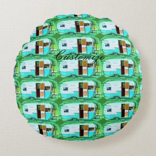 ヴィンテージクラシックトレーラージプシーキャラバン ラウンドクッション (正面)