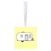 ヴィンテージクラシックトレーラー丸キャラバン キューブオーナメント (右)