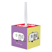 ヴィンテージクラシックトレーラー丸キャラバン キューブオーナメント (裏面アングル)