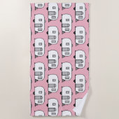 ヴィンテージクラシックトレーラー丸キャラバン ビーチタオル (正面)