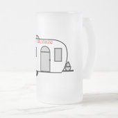 ヴィンテージクラシックトレーラー丸キャラバン フロストグラスビールジョッキ (正面右)