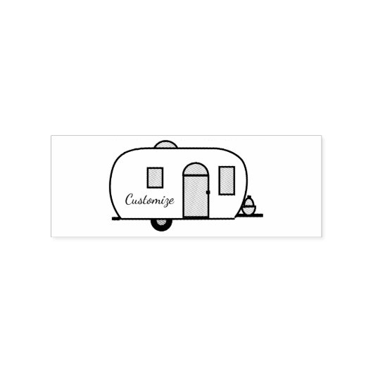 ヴィンテージクラシックトレーラー丸キャラバン ラバースタンプ (インプリント)