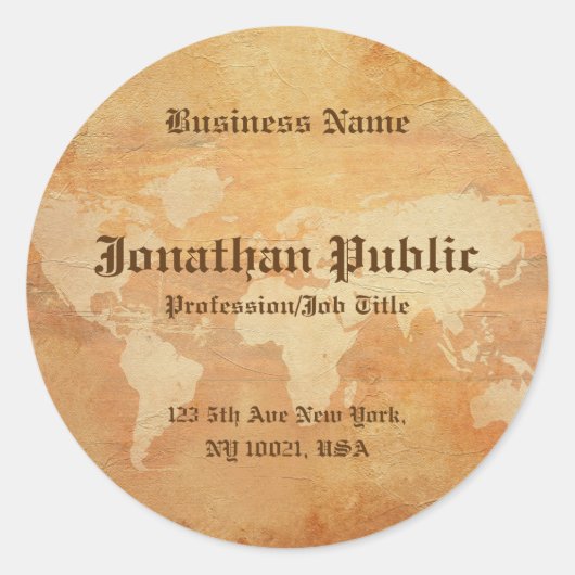ヴィンテージクラシックノスタルジックテンプレートオールド紙ルック ラウンドシール (正面)