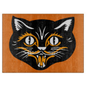 ヴィンテージクラシックハロウィーンブラックキャット顔ファン カッティングボード (正面)