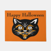 ヴィンテージクラシックハロウィーンブラックキャット顔ファン ドアマット (正面)