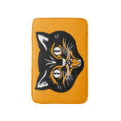 ヴィンテージクラシックハロウィーンブラックキャット顔ファン バスマット (正面縦)