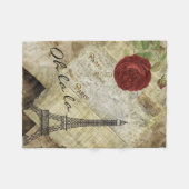 ヴィンテージクラシックパリスタイルデザイン フリースブランケット (正面(横))